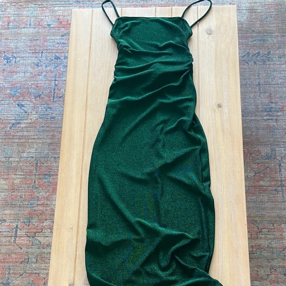 Reformation Breslin Low Back Midi Dress Emerald Sparkle | worn once - Picture 4 of 7
